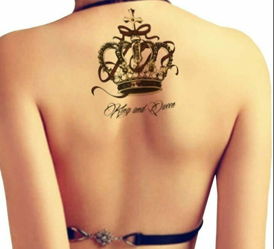 King Queen Crown Temporary Tattoos Women Mens Love Relationship Couple Tattoo UK