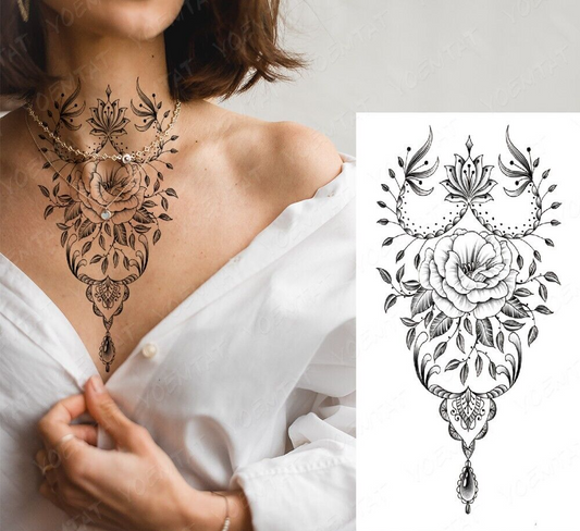 Rose Flower Womens Temporary Tattoo Fake Sticker Women Arm Leg Thigh Chest Back