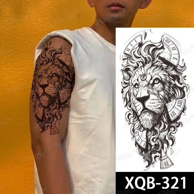 Lion Temporary Tattoo Fake Sticker Arm Leg Thigh Chest Womens Mens Tattoos Arm