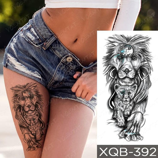 Mother Mum Baby Lioness Cub Womens Temporary Tattoo Fake Sticker Mens Leg Arm