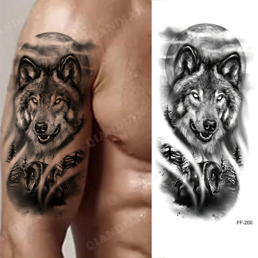 Wolf Moon Forest Mens Womens Temporary Tattoo Fake Wolves Tattoos Waterproof