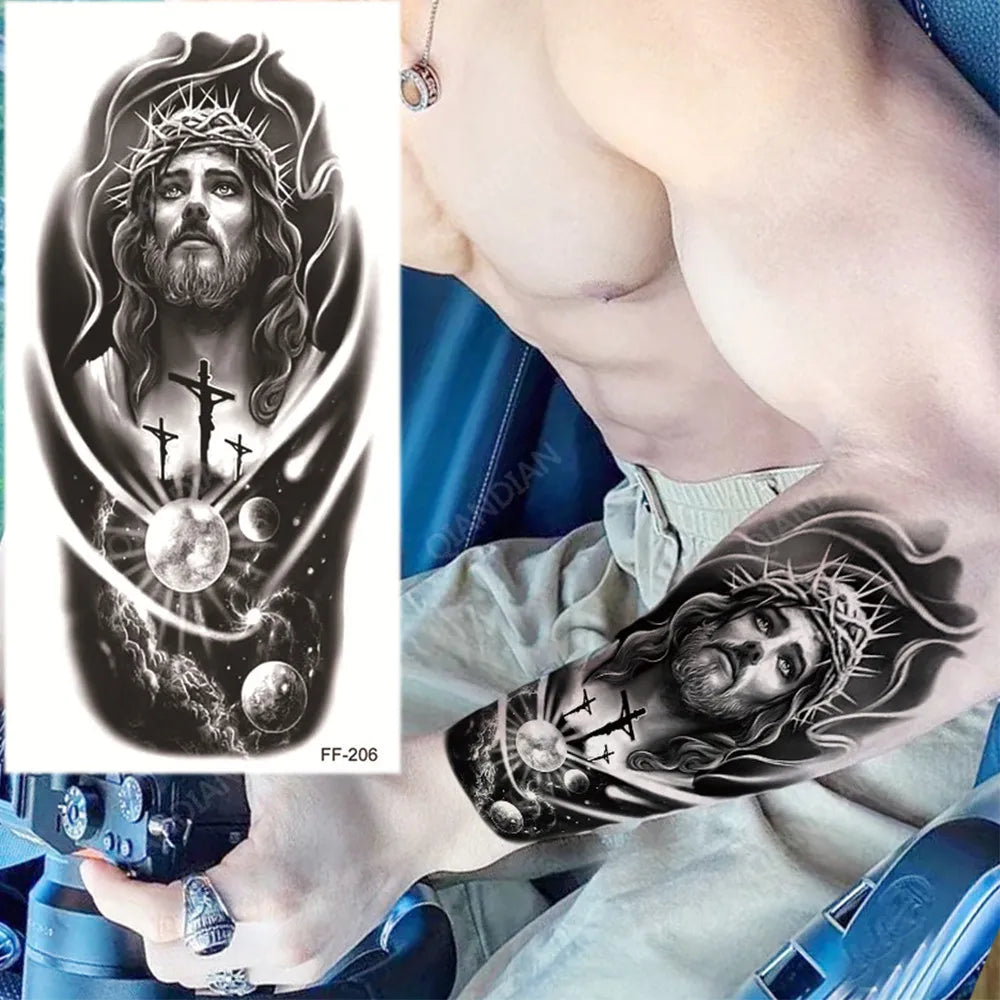 Jesus Christ Crucifixion Tattoo Mens Womens Temporary Tattoos Waterproof Fake UK