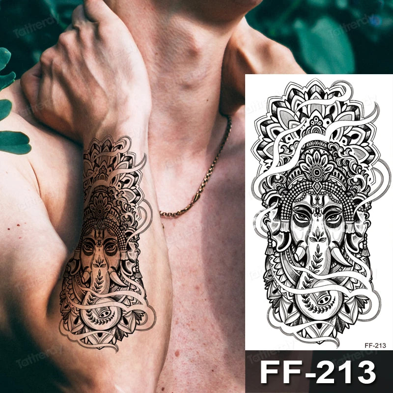 Ganesha God Elephant God Mens Womens Temporary Tattoo Fake Tattoos Waterproof