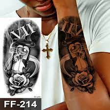 Hourglass Time Sands Flower Mens Womens Temporary Tattoo Fake Tattoos Waterproof