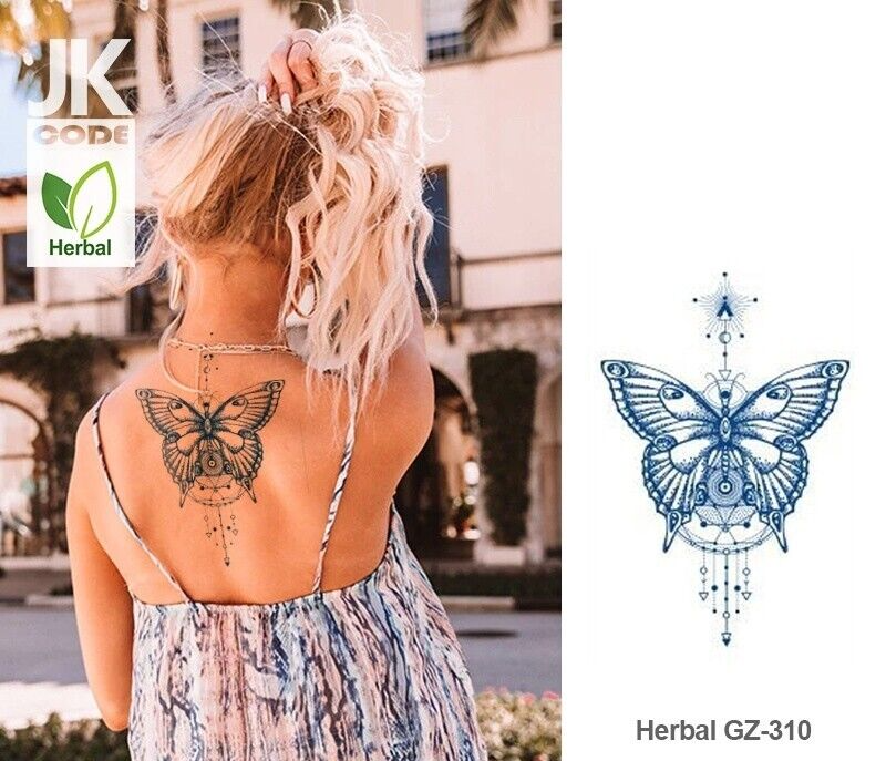 Butterfly SEMI PERMANENT Tattoos Long Lasting Womens Herbal Tattoo Back Leg Arm