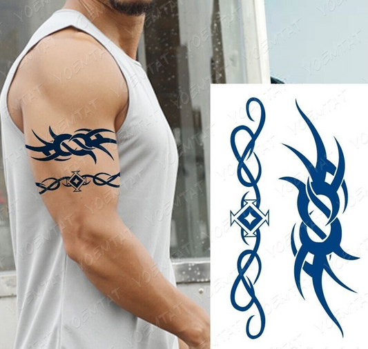 Tribal Band SEMI PERMANENT Temporary Tattoos Long Lasting Womens Mens Waterproof