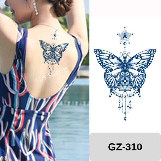 Butterfly SEMI PERMANENT Tattoos Long Lasting Womens Herbal Tattoo Back Leg Arm