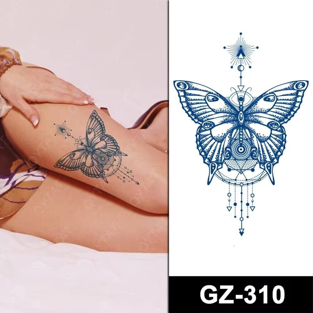 Butterfly SEMI PERMANENT Tattoos Long Lasting Womens Herbal Tattoo Back Leg Arm