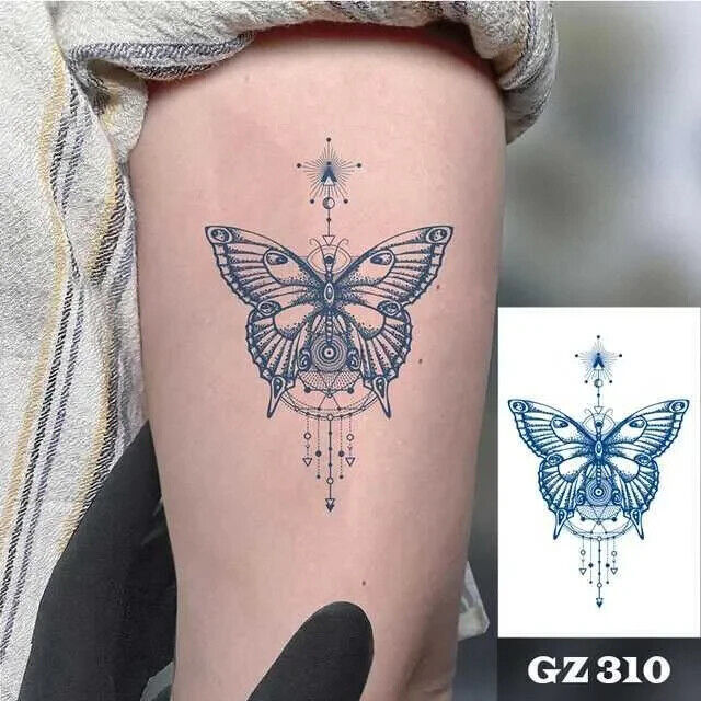 Butterfly SEMI PERMANENT Tattoos Long Lasting Womens Herbal Tattoo Back Leg Arm