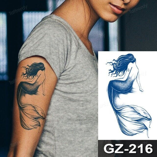 Mermaid SEMI PERMANENT Temporary Tattoos Long Lasting Womens Mens Body Leg