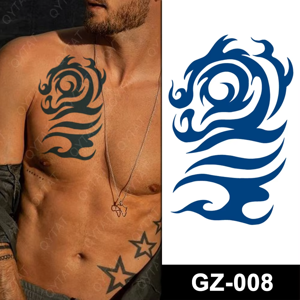 Tribal Design SEMI PERMANENT Temporary Tattoos Long Lasting Womens Mens Chest UK