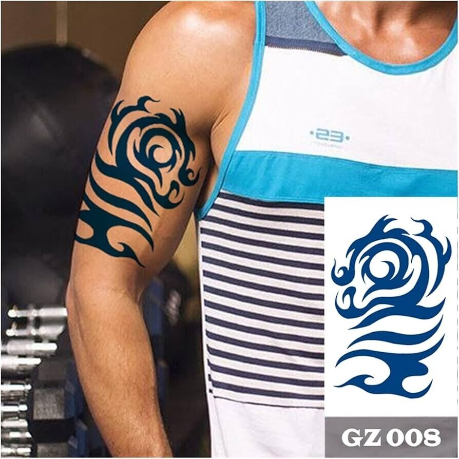 Tribal Design SEMI PERMANENT Temporary Tattoos Long Lasting Womens Mens Chest UK