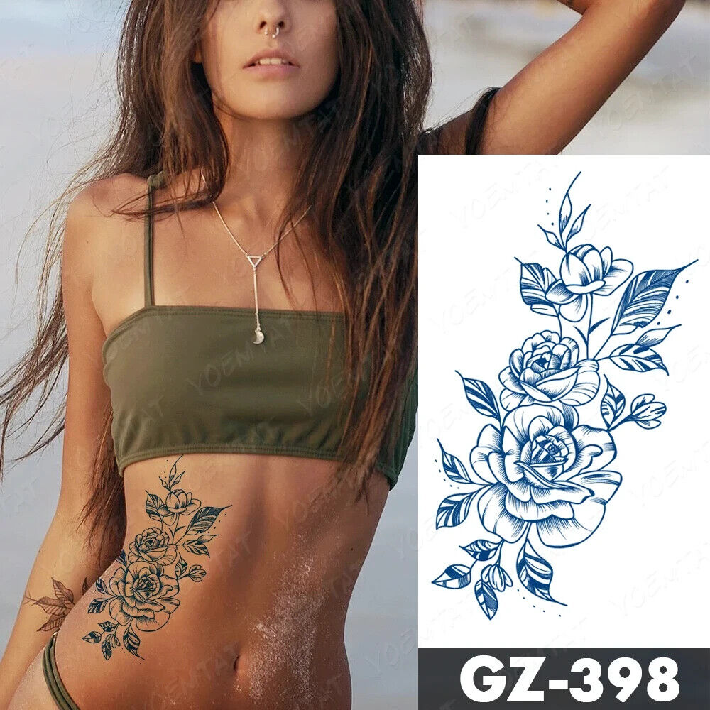 Flower Pattern SEMI PERMANENT Temporary Tattoos Long Lasting Womens Flowers Arm