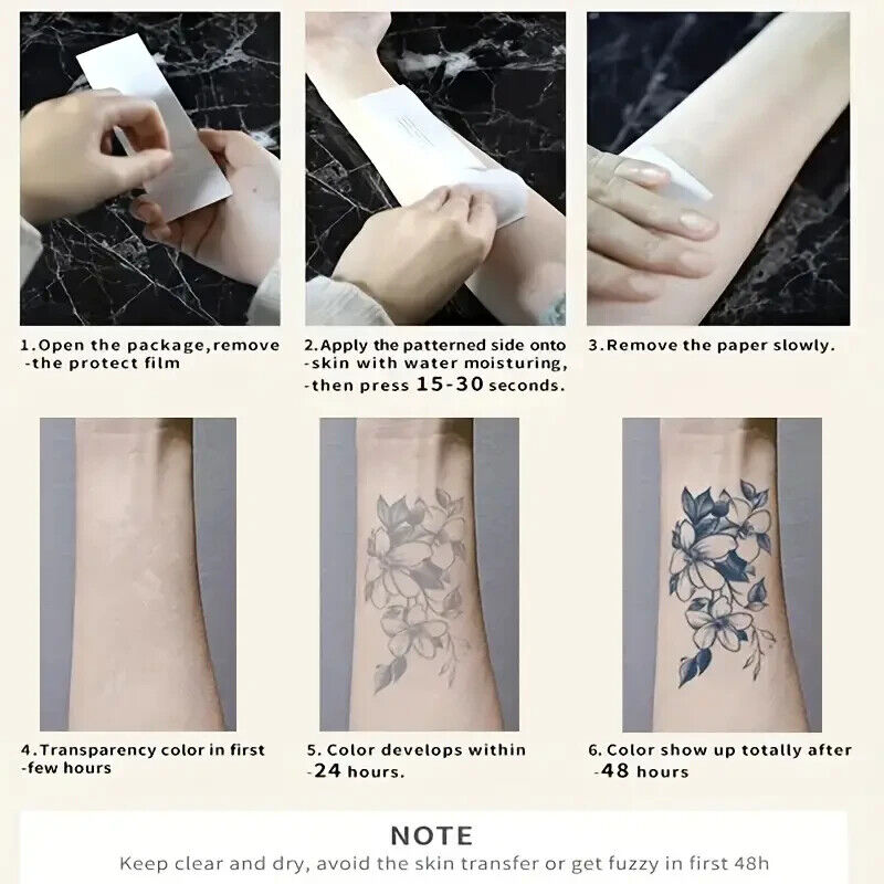 Sexy Bow Womens SEMI PERMANENT Temporary Tattoos Chest Arm Natural Long Lasting