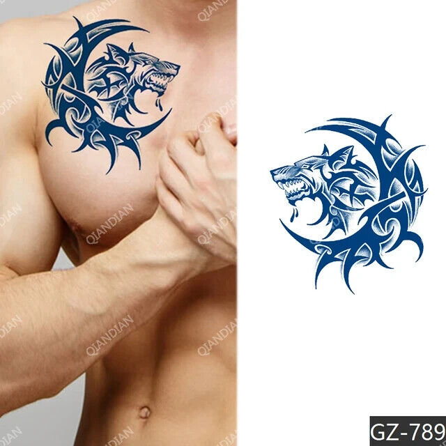 Wolf Dog Tribal SEMI PERMANENT Temporary Tattoos Long Lasting Womens Mens Body