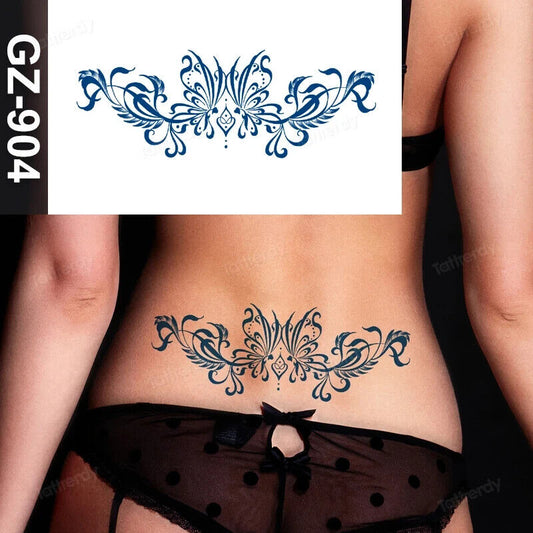 Flower Band SEMI PERMANENT Womens Temporary Tattoos Chest Sterum Natural Ink