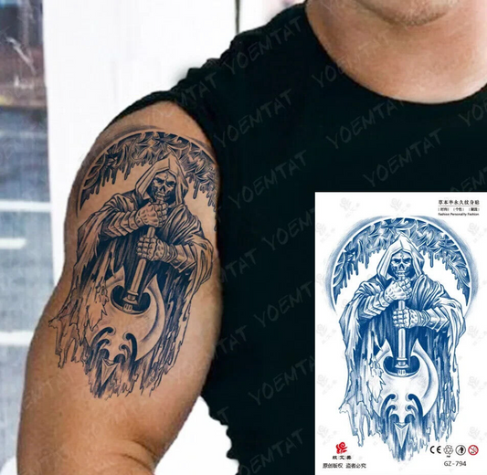 Ghost Warrior SEMI PERMANENT Temporary Tattoos Long Lasting Womens Mens Body Leg