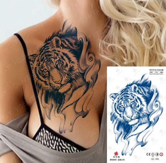 Tiger Sexy SEMI PERMANENT Temporary Tattoos Long Lasting Womens Mens Body Leg