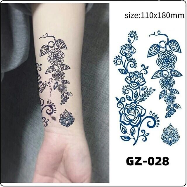 Flower Pattern Semi Permanent Tattoos Mens Womens Long Lasting Tattoo Body Chest