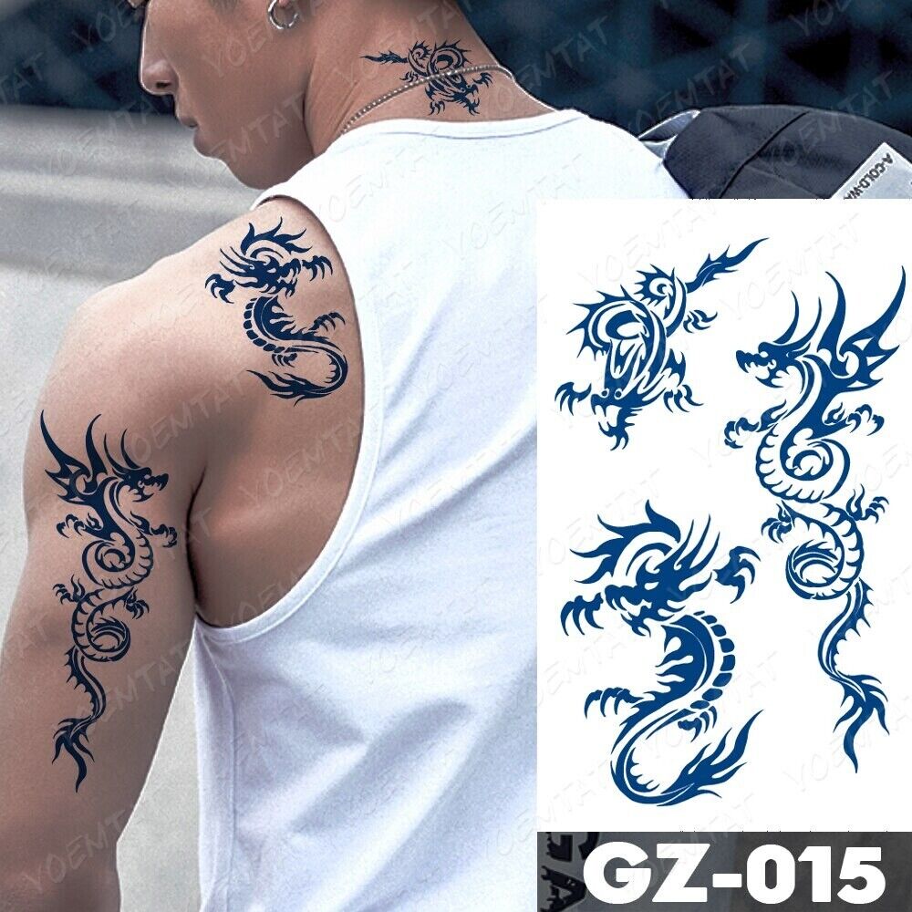 3 Dragons Semi Permanent Tattoos Mens Womens Long Lasting Tattoo Waterproof Body