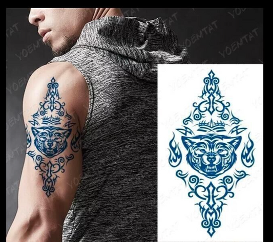 Bear Tribal Semi Permanent Tattoos Mens Womens Long Lasting Tattoo