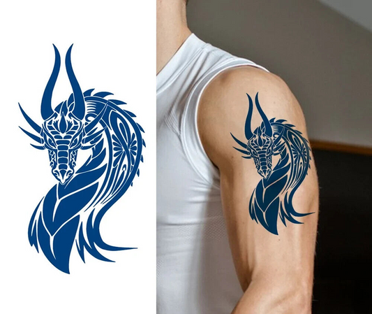 Chinese Dragon Head Semi Permanent Tattoos Mens Womens Long Lasting Tattoo Fake