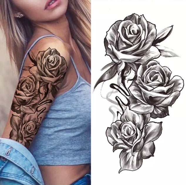 Sexy Flowers Temporary Tattoo Arm Leg Thigh Chest Womens Waterproof tattoos