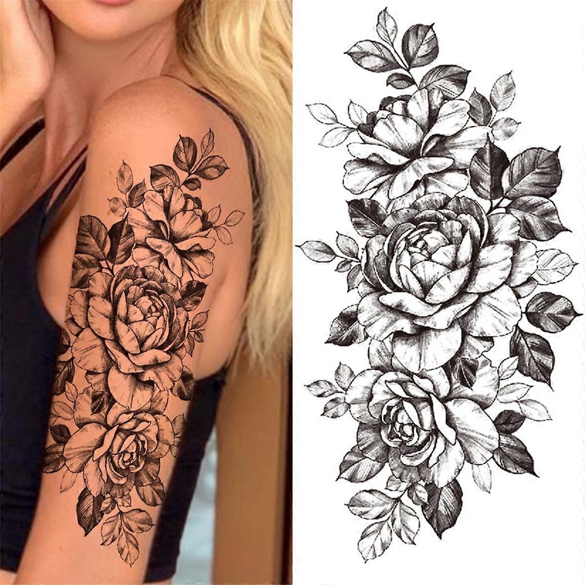 Sexy Flowers Womens Temporary Tattoos waterproof tattoo Arm Leg Thigh body