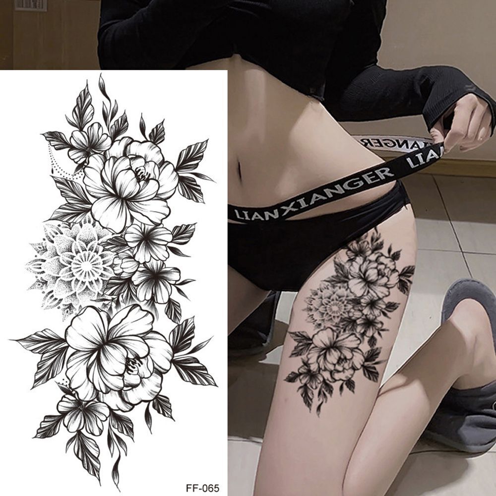 Flower Collection Temporary Tattoos Thigh Chest Sticker Womens Arm Waterproof